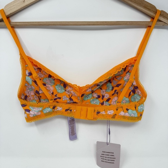 NWT Savage x Fenty Cotton essentials Bralette in yellow amber mini flower size S - Picture 6 of 9
